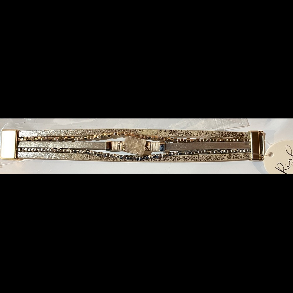 Multiple strand bracelet with stone